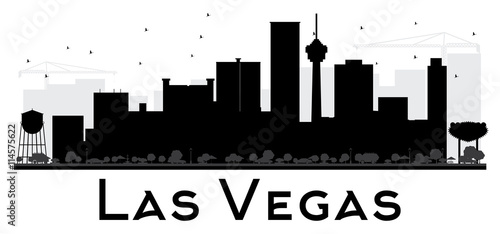 Las Vegas City skyline black and white silhouette.