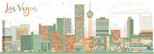 Abstract Las Vegas Skyline with Color Buildings.