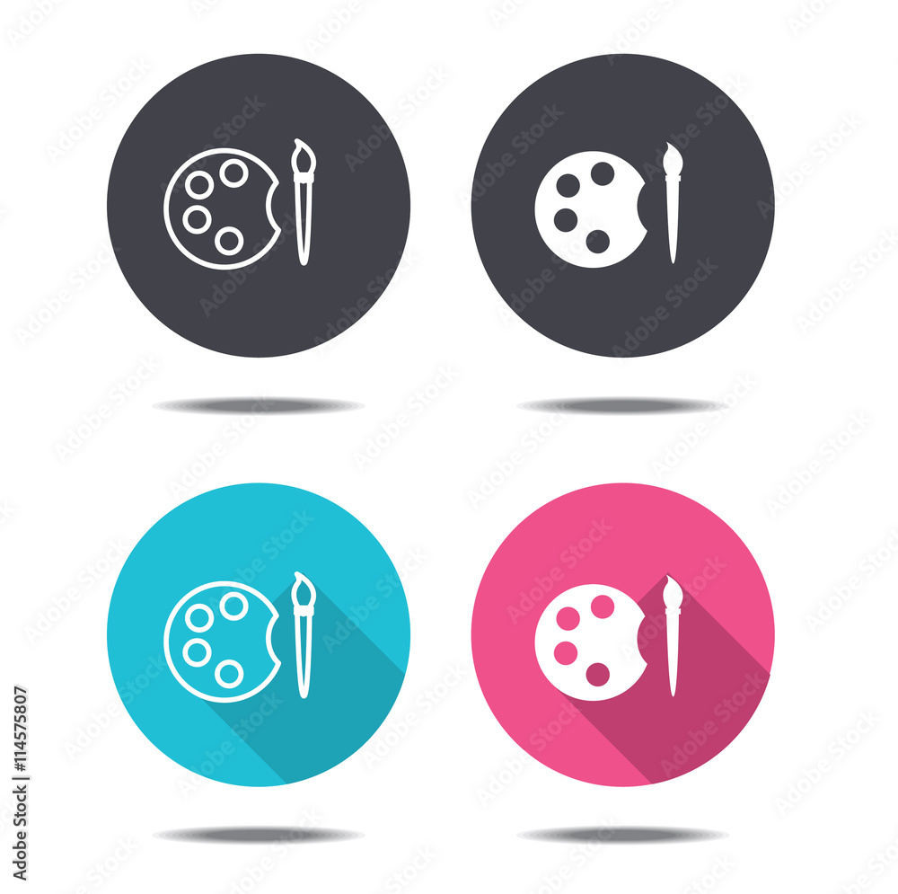 icon design paint brush with palette icon design paint brush with palette