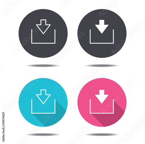 icon black pink and blue Arrow Points down vector design