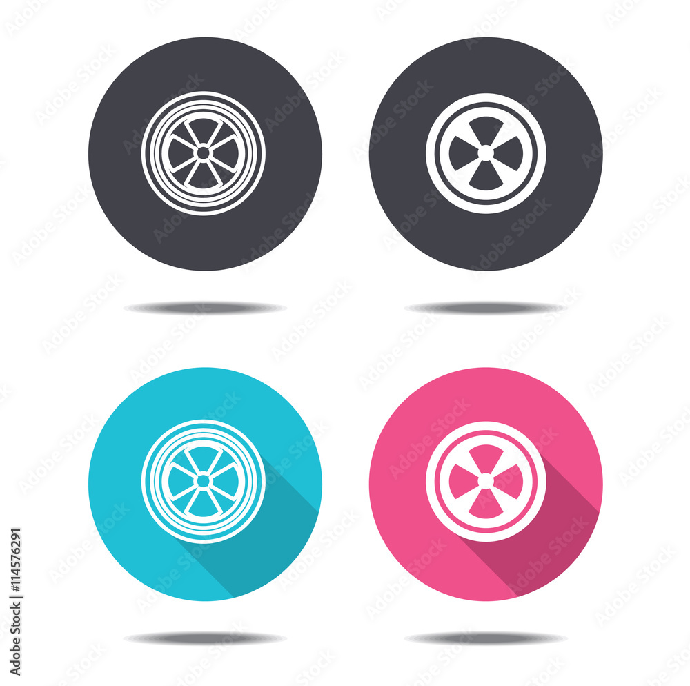icon black pink and blue car wheel vector design