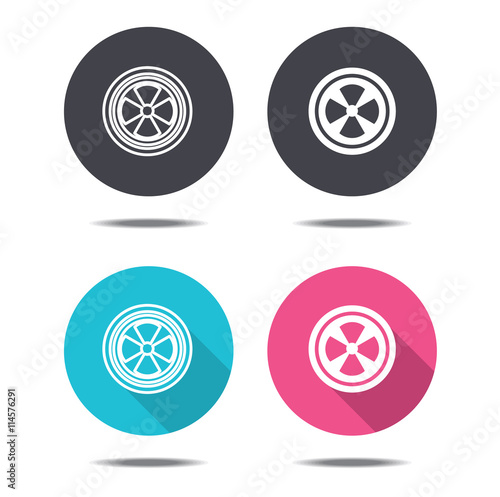 icon black pink and blue car wheel vector design