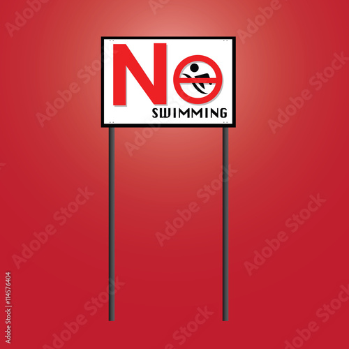 Sign for “No swiming” board vector icon
