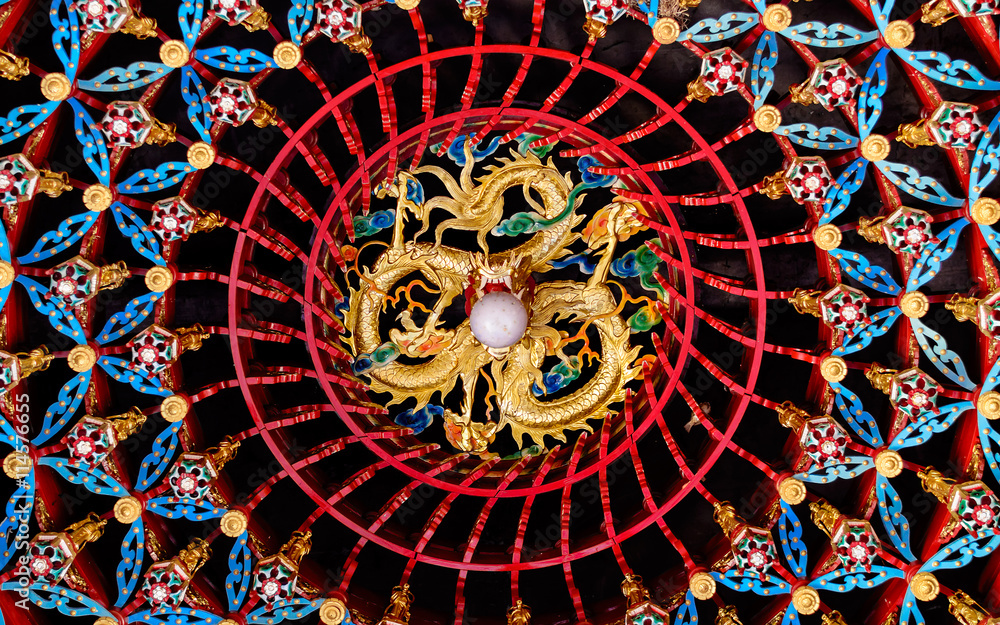 Ceiling detail of a buddhist monestry in Bali