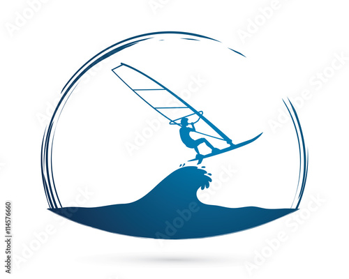 Windsurfing graphic vector.