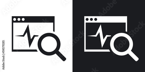 Vector diagnostics software icon. Two-tone version on black and white background