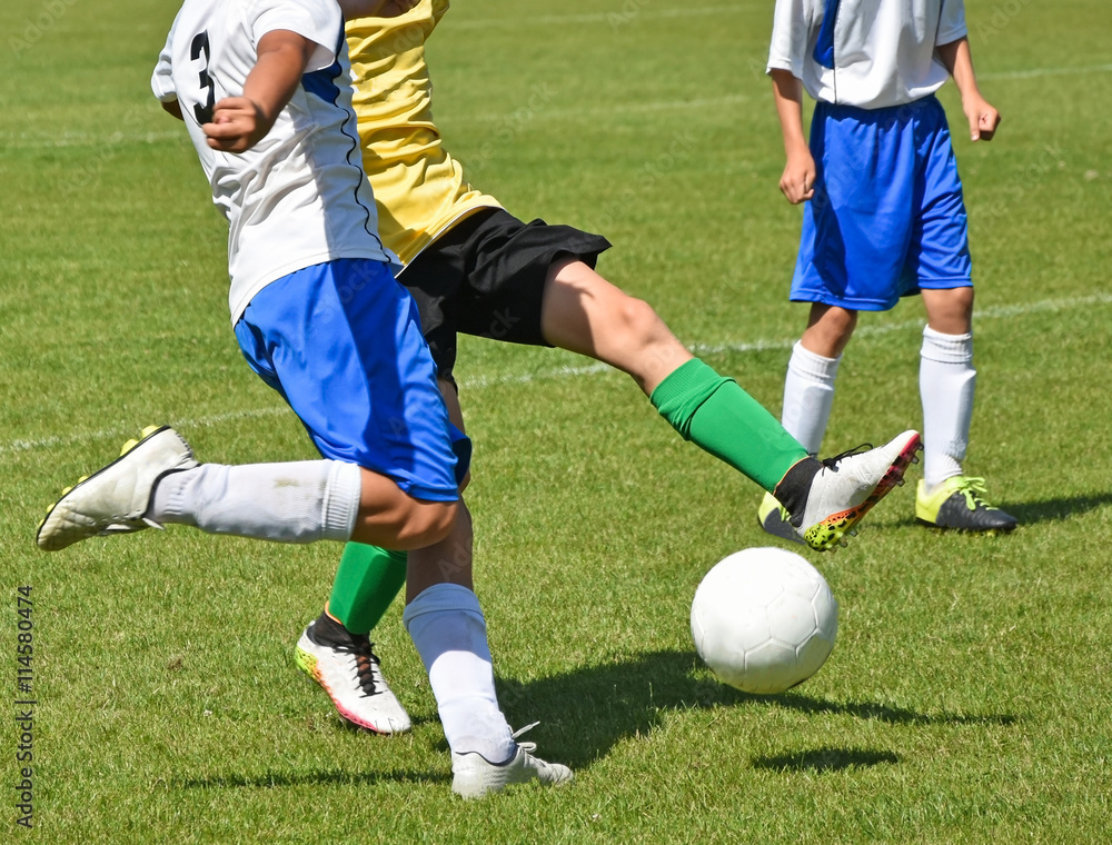 Kids are playing soccer