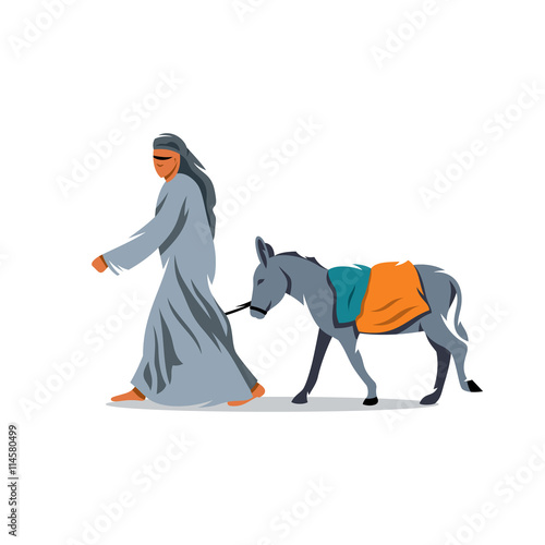 Vector Donkey Drover Cartoon Illustration.