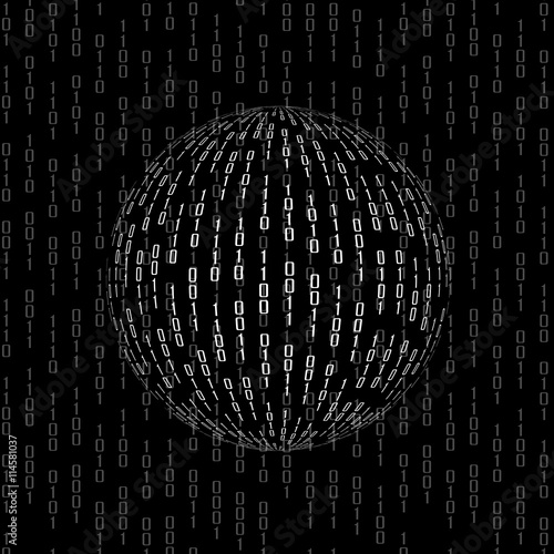 Ball of binary code. Abstract technology background