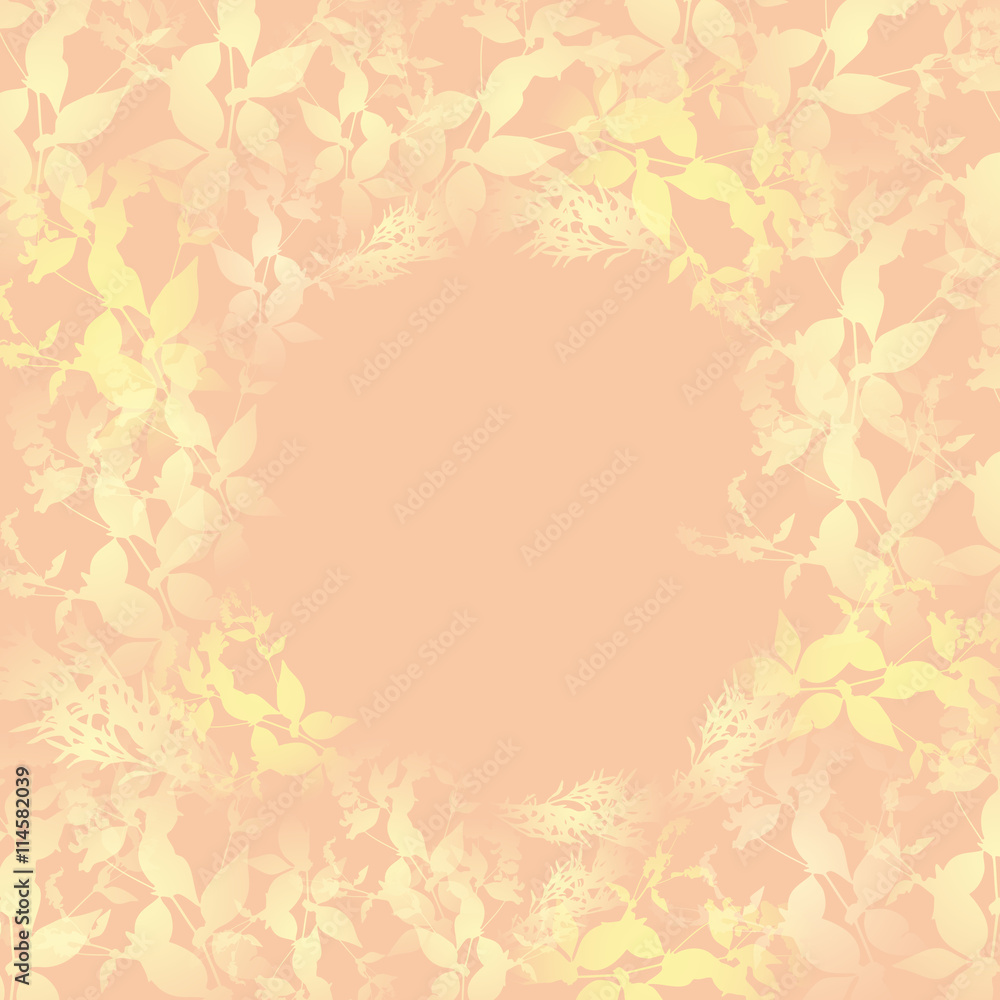 Obraz premium yellow leaves on pink background. Round banner for text. Vector
