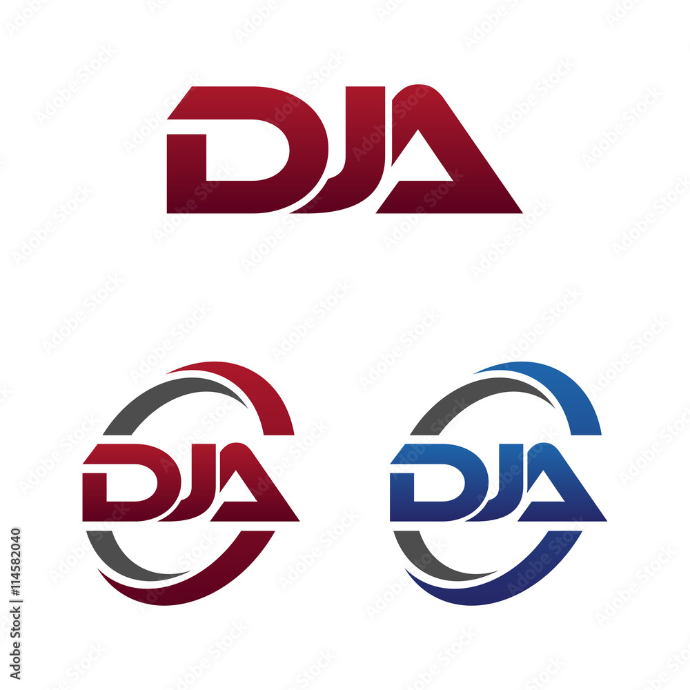 Modern 3 Letters Initial logo Vector Swoosh Red Blue dja Modern 3 Letters Initial logo Vector Swoosh Red Blue dja