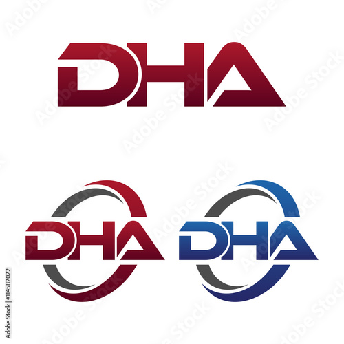 Modern 3 Letters Initial logo Vector Swoosh Red Blue dha