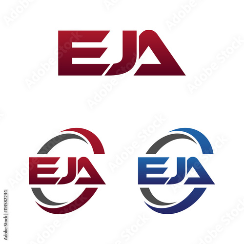 Modern 3 Letters Initial logo Vector Swoosh Red Blue eja photo
