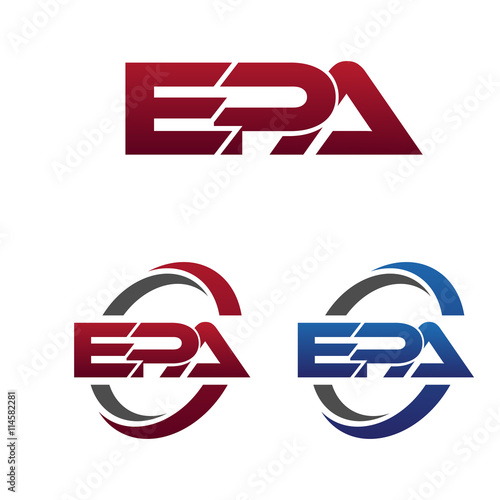 Modern 3 Letters Initial logo Vector Swoosh Red Blue epa