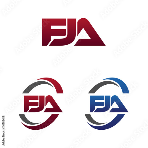 Modern 3 Letters Initial logo Vector Swoosh Red Blue fja photo