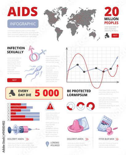Vector illustration of infographics about AIDS