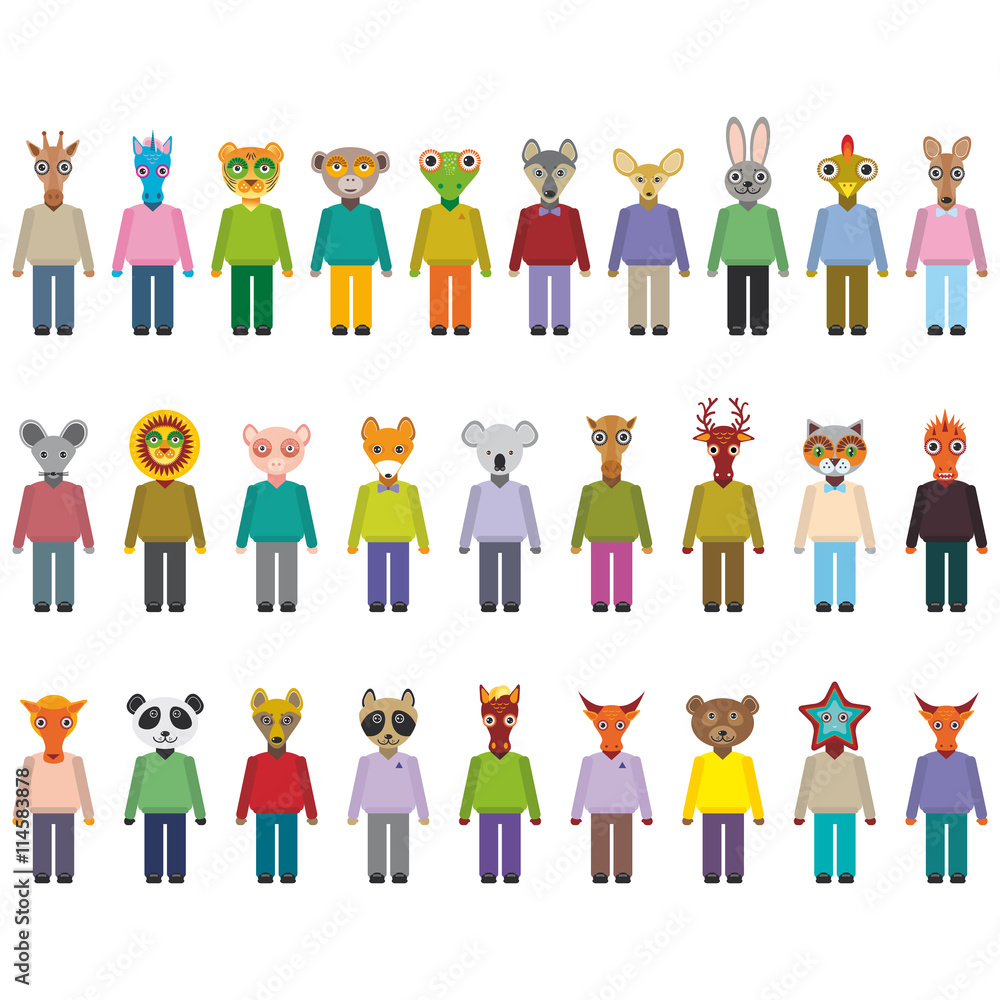 animals set in Trendy Flat Style. zoo infographics design. Vector animals set in Trendy Flat Style. zoo infographics design. Vector