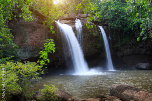 Haew Suwat Waterfall  the beautiful waterfall in rain forest at Khao Yai National Park  Thailand