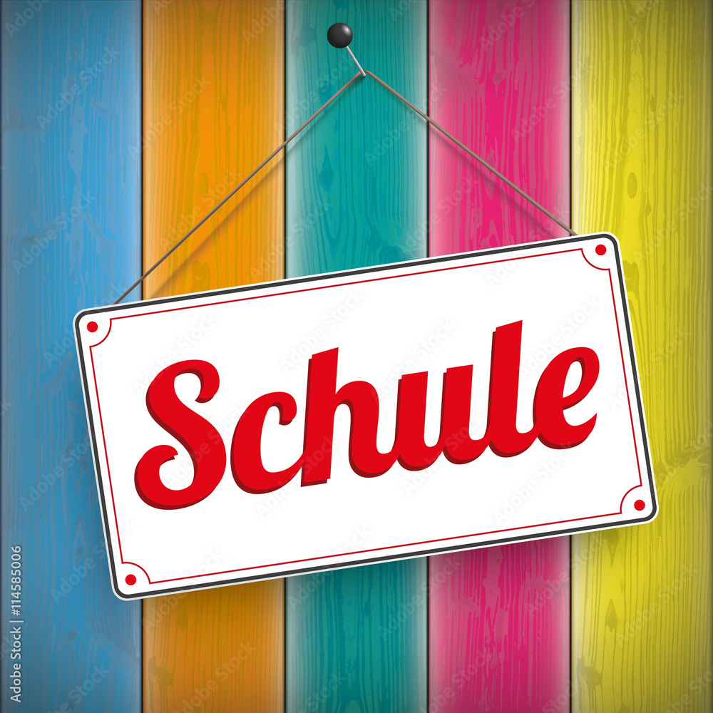 Obraz premium Schild Schule an einer Holzwand