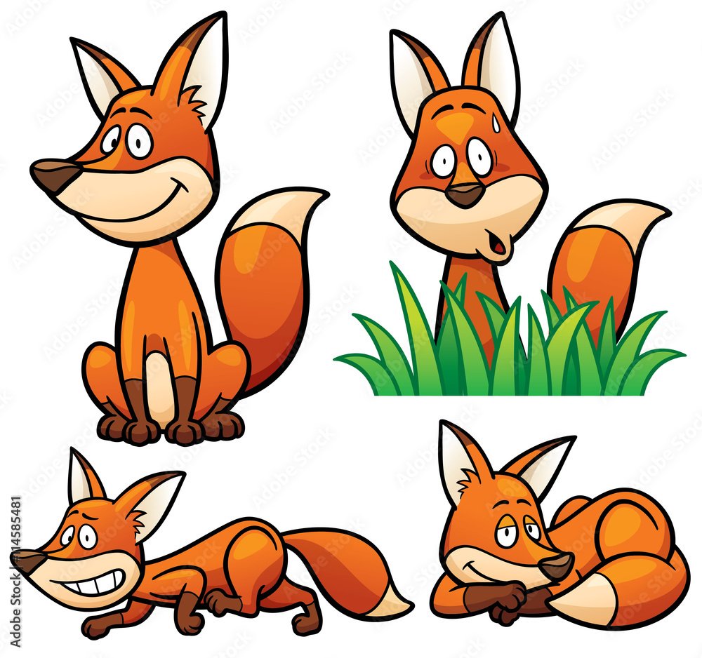 Fototapeta premium Vector illustration of Cartoon Fox Character Set