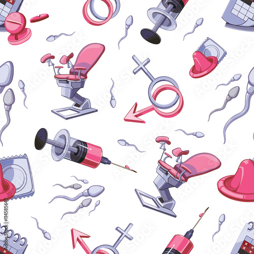 Vector seamless pattern with medical illustrations