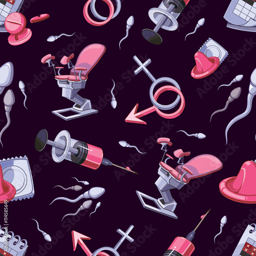 Vector seamless pattern with medical illustrations