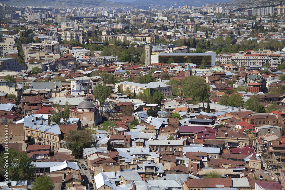 Fototapeta premium The capital of Georgia - Tbilisi bird's-eye view
