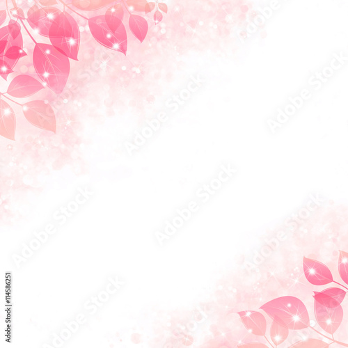 Gentle background with the sparkling leaves, pink