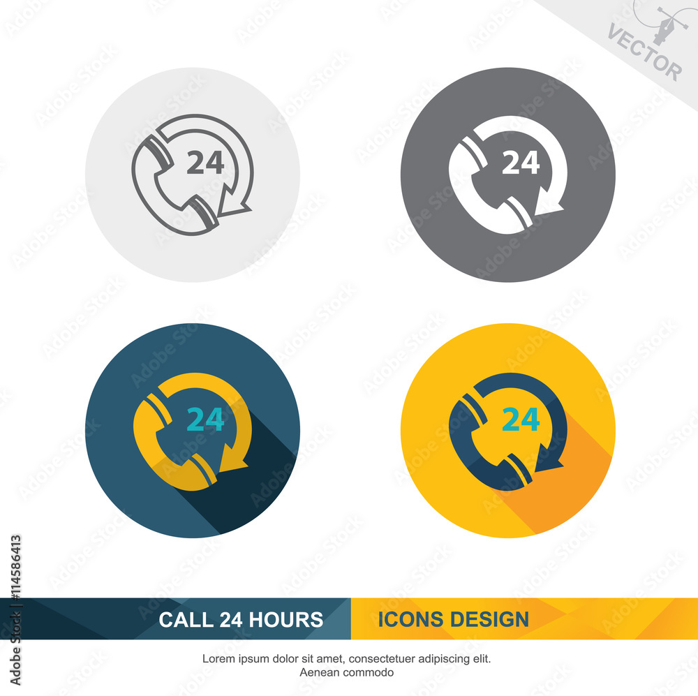 receiving phone calls 24 hours a day icon vector design