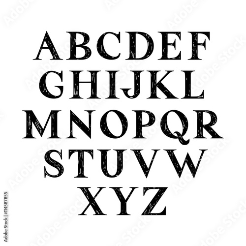 Hand drawn serif font.Vector.