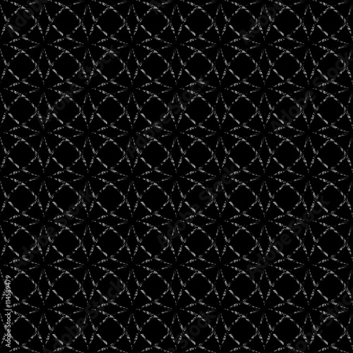Dark intricate raster seamless pattern. Digitally generated black and white grid seamless pattern with unusual 3D texture, that is visible on a close view. Can be used as web background.