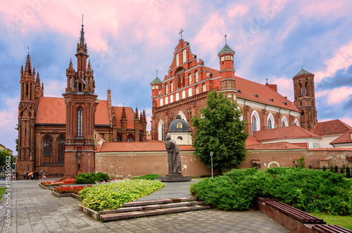 Brick gothic churches in the Old Town of Vilnius, Lithuania