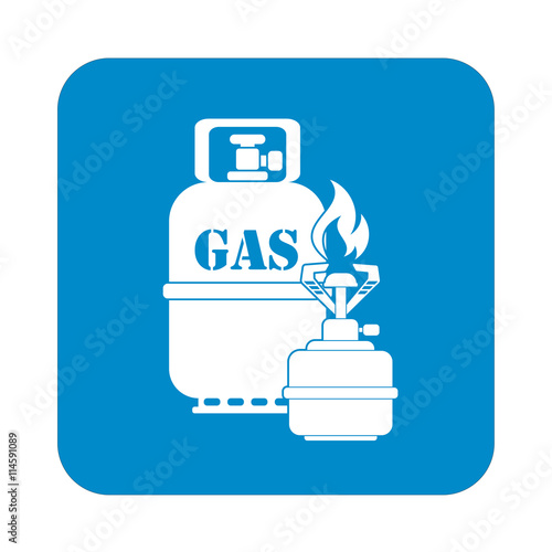Camping stove with gas bottle icon vector. Vector illustration.
