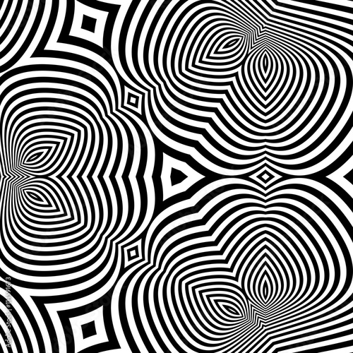 Pattern With Optical Illusion. Abstract Background. Optical Art. 3d Vector Illustration.  
