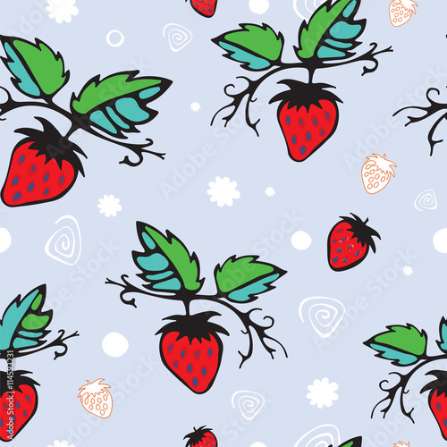 stock vector seamless pattern with strawberry. summer desing