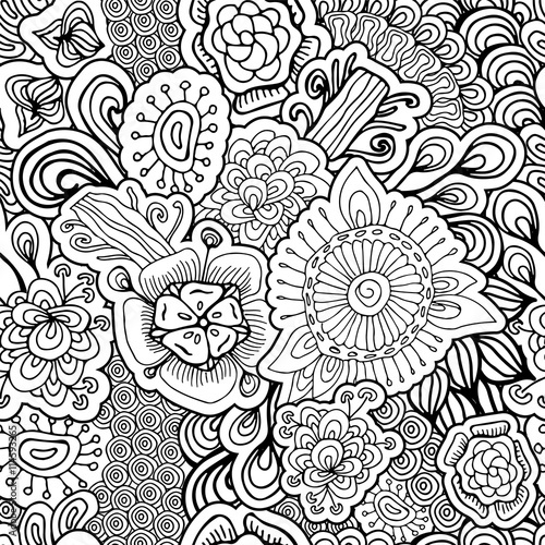 stock vector floral seamless doodle pattern. decorative element.