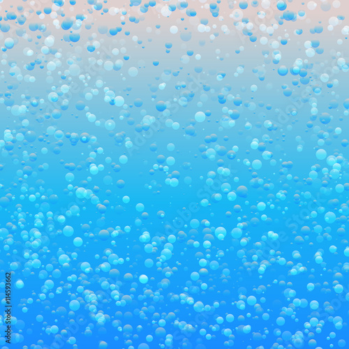 Blue color abstract water bubbles background. Fizzy water backdrop. Rain drops texture.