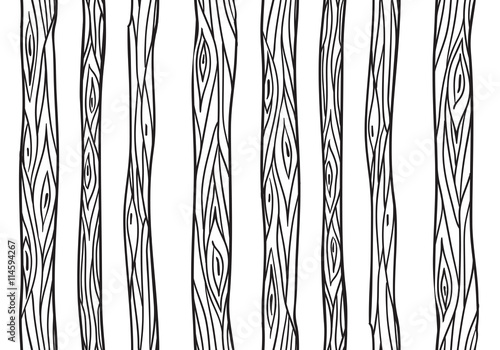 Seamless texture with doodle tree trunks. Vector element for your creativity