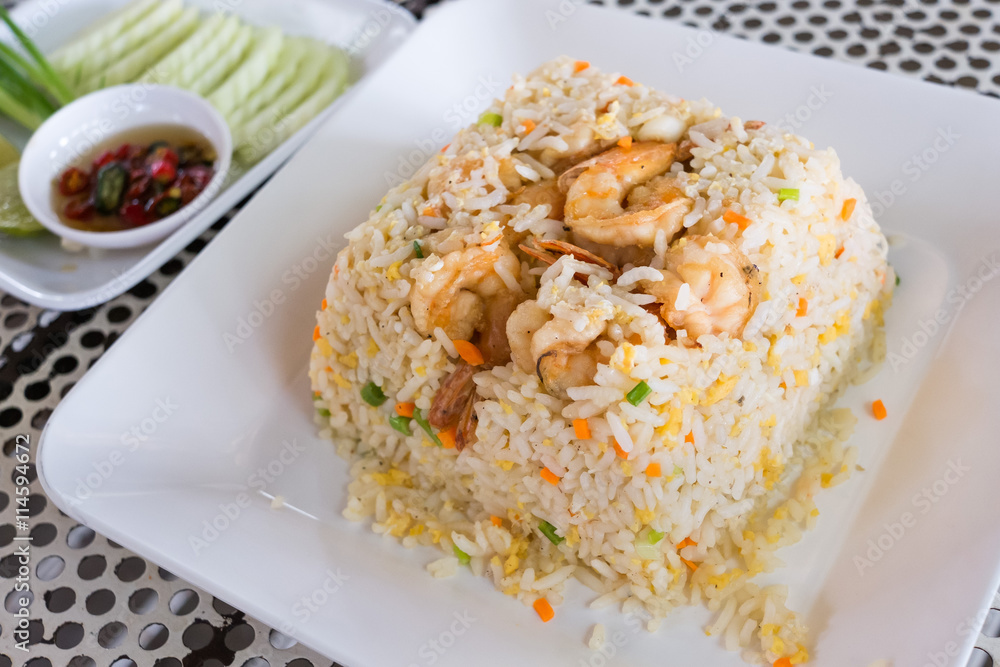 fried rice with shrimps, Thai food. fried rice with shrimps, Thai food.
