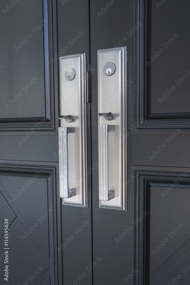 Detail of a door with handle background Detail of a door with handle background