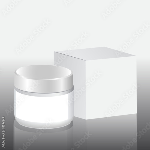 packaging for cosmetics, white jar of cream, white box