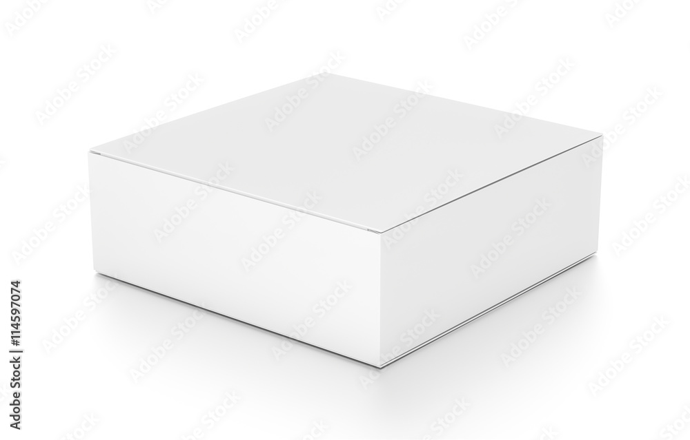 White flat horizontal rectangle blank box from top side angle. White flat horizontal rectangle blank box from top side angle.