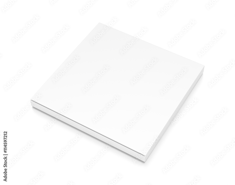 White thin flat horizontal rectangle blank box from top side angle. White thin flat horizontal rectangle blank box from top side angle.