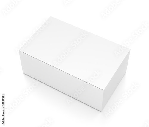 White wide horizontal rectangle blank box from top side angle.