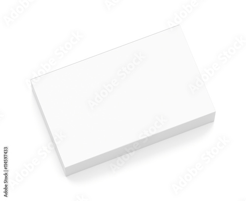 White wide flat horizontal rectangle blank box from top angle.
