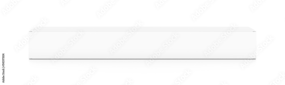 White wide flat horizontal rectangle blank box from top front angle. White wide flat horizontal rectangle blank box from top front angle.
