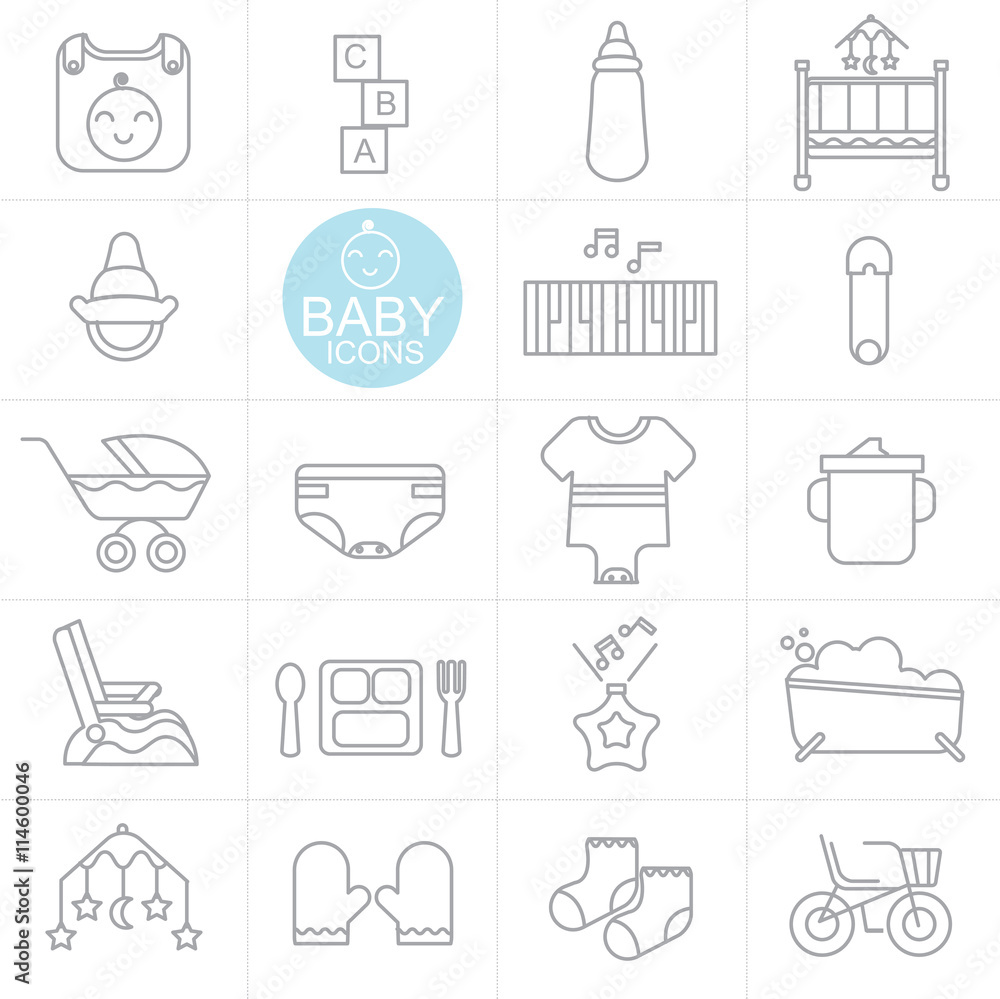 Vector Line baby used icon set design Vector Line baby used icon set design