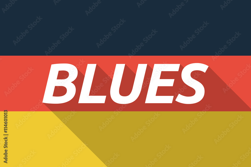 Fototapeta premium Vector long shadow Germany flag with the text BLUES