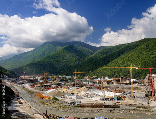 Construction site in the mountains.