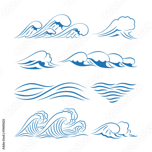 Sea waves vector. Ocean waves isolated on white background